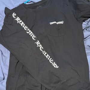 Chrome Hearts Black Long Sleeve Tee with White Accents